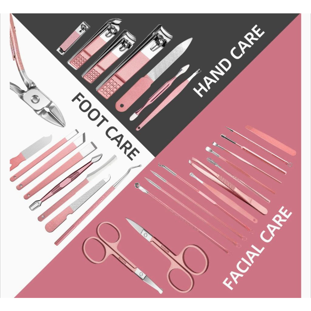 Manicure Nail Kit Pedicure Nail Clippers Tweezers Grooming Travel Case - Picture 6 of 7